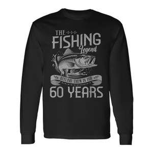 Camiseta de manga larga para hombre, con estampado de pesca Legend 60 Years Old Fisherman Birthday Men - Product Image 1