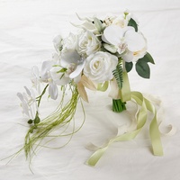 Bouquet de Mariage en Forme de Cascade T041, Lys Blanc Calla, Orchidée Papillon, Fleur de Mariée pour Cérémonie, Fleur à Tenir en Main pour Mariage