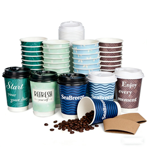 Gobelets à café jetables en carton personnalisés avec logo, 8 oz, 12 oz, 16 oz, à paroi simple ou double, pour boissons chaudes, avec couvercle - Product Image 1