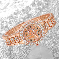 Montre Femme en Alliage Cœur à Quartz avec Strass, Style Romain, Ensemble de Bijoux, Vente en Gros, Cadeau pour Femme