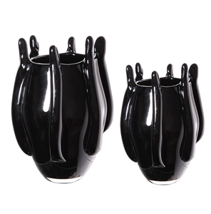 Artistico <span class=keywords><strong>vetro</strong></span> nero colorato ornamento decorativo per la casa <span class=keywords><strong>di</strong></span> lusso cristallo chic elemento del tavolo vaso per uso domestico - Product Image 1