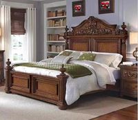 Lit de traîneau en chêne massif antique traditionnel de luxe |   Cadre de lit en bois durable sculpté à la main |   Meubles de chambre principale Twin XL King