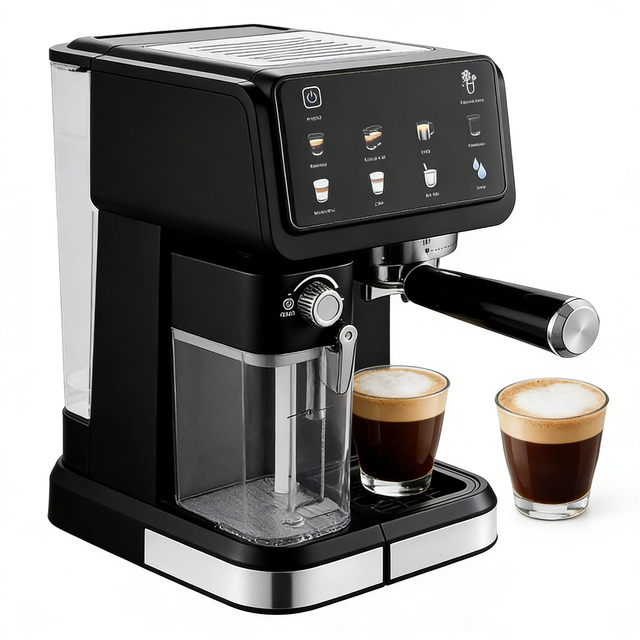Nice Looking Household Coffee Machine with Smart Color Screen and Automatic Milk Frothing Espresso Coffee Machine