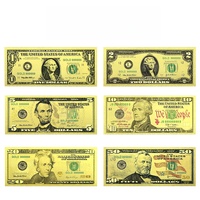 Ensemble de billets de banque promotionnels en feuille d'or en dollars américains, billets de banque commémoratifs pour collectionneurs, collection de pièces de monnaie et de devises