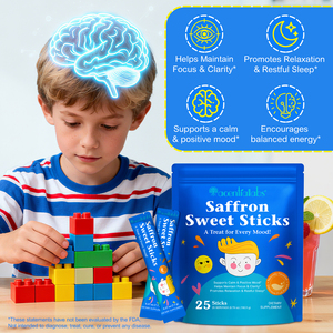 <span class=keywords><strong>ผง</strong></span>สกัดหญ้าฝรั่นสำหรับเด็ก ยี่ห้อ Acentiallabs บรรจุ 25 ซอง ช่วยส่งเสริมการนอนหลับ ผ่อนคลาย และปรับสมดุลอารมณ์เด็ก ผลิตภัณฑ์เสริมอาหารสมุนไพร - Product Image 2