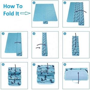 Tapis de pique-nique pliable en tissu Oxford imperméable vert de grande taille avec logo personnalisé pour l'été, le parc, la randonnée, le camping, la plage et les activités de plein air - Product Image 6