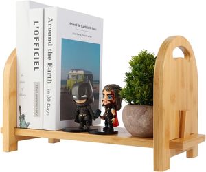 Estantería de Escritorio Expandible de Bambú, Librería y Organizador de Mesa de Fácil Montaje sin Herramientas, Estante Resistente para Escritorio de Oficina - Product Image 1