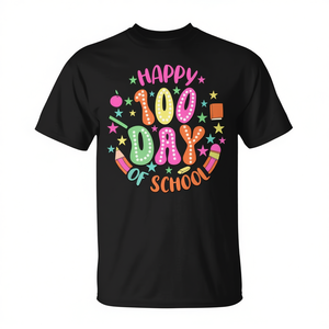Maglietta Colorata con Matite per il 100° Giorno di Scuola, T-Shirt Promozionale - Product Image 2
