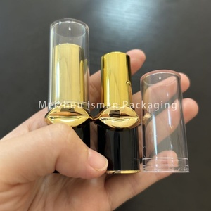 หลอดลิปสติกทรงปากสีทอง ISMAN Luxury 3.5 กรัม ฝาใส ขนาด 12.1 มม. บรรจุภัณฑ์ลิปบาล์มพลาสติกเปล่า ขายส่ง รับทำโลโก้ตามสั่ง - Product Image 2