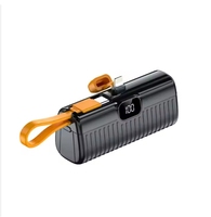 Mini 2-en-1 5000mAh étanche Capsule Power Bank avec affichage LED câble d'urgence chargeur Portable support de téléphone