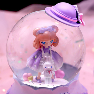 Regalo de cumpleaños para niñas, globo de nieve de Navidad con música ligera, modelo de resina de bola de nieve, temas de hadas y osos para decoración del hogar - Product Image 2