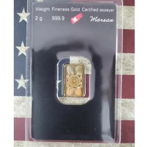 Emballage de sécurité en barre d'or 2g Suisse 999.9 plaquettes dorées fines Porte-cartes scellé brillant - Product Image 1