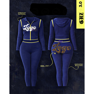 Produsen Logo Kustom Wanita Y2K, Set Jaket dan Celana Hoodie Ramah untuk Wanita Bertubuh Tinggi, Logo Kustom, Setelan Olahraga Wanita 2 Potong - Product Image 1