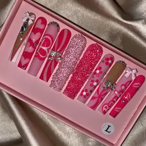 Uñas postizas de diseño personalizado, uñas artificiales, Uñas postizas hechas a mano, prensa de cristal en las uñas con diamantes de imitación