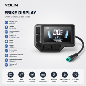 Yolin YL-61FA Elektrofahrrad-Display Farb-<span class=keywords><strong>VA</strong></span> 2,4-Zoll-Bildschirm Armaturenbrett E-Bike-Zubehör 255 Nits Helligkeit IP66 wasserdicht - Product Image 6