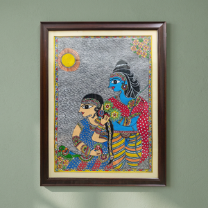 Bihar Cultural Madhubani Painting <b>Canvas</b> Full 3D Handcrafted Folk Art Wall Decor Glass <b>Frame</b> Ojistha Industries Jharkhand 6375 - Product Image 5