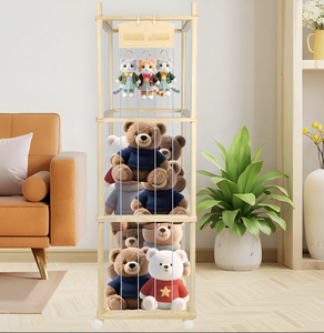 Étagère de rangement pour jouets en bois réglable à quatre niveaux, moderne et écologique, pour la présentation à domicile de jouets en <span class=keywords><strong>peluche</strong></span> pour enfants - Product Image 1