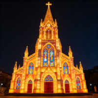 Lanterne de Cathédrale Géante Personnalisée à LED Étanche pour l'Extérieur pour Noël