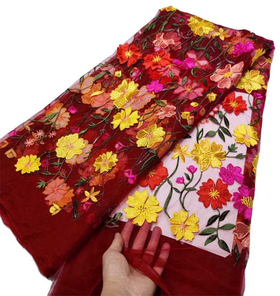 Высококачественная 3D Цветочная кружевная ткань, вышивка, тюль, кружевные сетчатые кружевные материалы для вечеринки