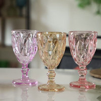 Gobelets à eau élégants pour la décoration de table, motif diamant classique, 13 oz, verre rose ambre, couleur personnalisée, verres à vin pour mariage