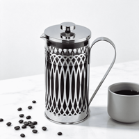 Cafetière à piston de style français moderne 350ml 600ml 1000ml en verre avec filtre en maille d'acier inoxydable et couvercle