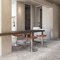 [En stock] Tabouret de bar réglable en hauteur, gain de place, avec structure en acier inoxydable de luxe léger