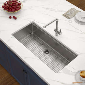 Lavello da cucina a incasso singolo in acciaio inossidabile con tagliere e ciotola per formaggio, modello Workstation, spedizione da magazzino USA - Product Image 3