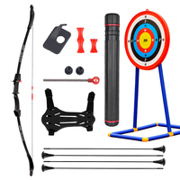 Ensemble de tir à l'arc pour enfants, arc recurve pour jeunes et kit de flèches avec 6 flèches en fibre de verre, cible en papier, protège-bras, entraînement pour débutants en plein air