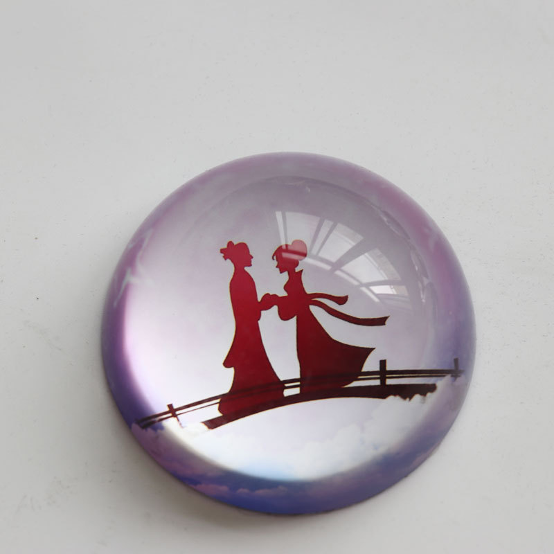 Хрустальный стеклянный купол бумажный вес цветная печать пресс-папье