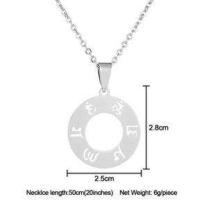 Tibetan Buddha Mantra Om Mani Padme Hum kalung liontin lingkaran berongga kustom huruf emas simbol terukir kalung pria wanita - Product Image 3