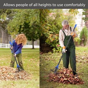 Râteau à feuilles métallique réglable avec tête extensible longue et robuste pour femmes, enfants, jardinage, camping-car et camping - Product Image 6