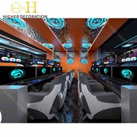 Mur d'affichage de mode LED pour salon e-sports personnalisé, meubles d'exposition Bureaux de jeu en bois pour la décoration intérieure du cybercafé