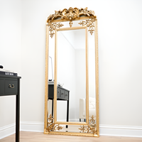Grand Miroir de Sol Doré Luxe Style Baroque, Sculptures Robustes, Décoration Autonome