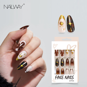 <span class=keywords><strong>Uñas</strong></span> Postizas Reutilizables Nailway, <span class=keywords><strong>Diseño</strong></span> Personalizado en <span class=keywords><strong>Amarillo</strong></span> Almendra Dorado, Material ABS, Venta al por Mayor, <span class=keywords><strong>Uñas</strong></span> <span class=keywords><strong>de</strong></span> Presión para San Valentín, Alta Calidad - Product Image 2