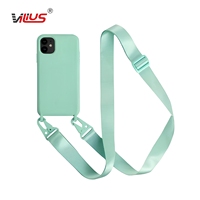 Étui de luxe en silicone liquide pour iPhone 16 17 18 Pro Max avec cordon réglable en nylon large, bandoulière antichoc