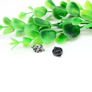 Composants de bijoux ronds en acier inoxydable yunnique avec motif Fleur de Lys pour la fabrication de bracelets, 12 mm, style rétro - Product Image 4