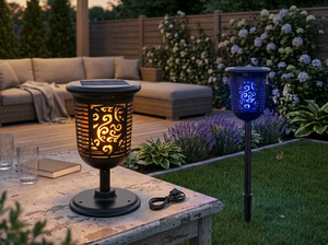 Lampe torche solaire à LED étanche 3 en 1 pour l'extérieur Lampe de jardin électronique Bug Zapper pour insectes et moustiques Lutte antiparasitaire Flamme vacillante - Product Image 3