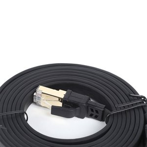 Câble Ethernet plat Cat8 SFTP noir avec connecteur RJ45, conducteur en cuivre 30AWG, cordons de raccordement réseau de 1M, 2M, 3M, 5M, 10M, 15M, 20M, 30M - Product Image 1