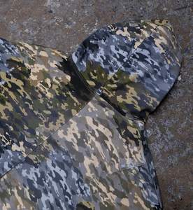 Giacche con cerniera mimetica personalizzate da uomo Streetwear in cotone con Zip Boxy Fit con cappuccio a maglia Waffle corto senza recensioni - Product Image 3