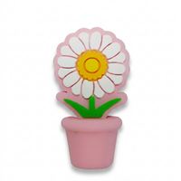 Perles focales en silicone 3D en forme de pot de fleurs, motifs tournesol et tulipe, pour attaches-sucettes, stylos, porte-clés et projets de bijoux DIY