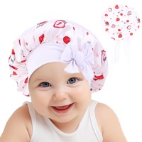 YT Groothandel Fruit Print Satijn Kinder Bonnet Haarband Design Elastisch Zacht Douchemutsje Baby Meisjes Haarverzorging Bescherming Strandfeest Dagelijks