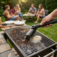 Brosse de nettoyage électrique sans fil pour barbecue, 2600 mAh, style coréen, manche long en plastique, tête rotative améliorée
