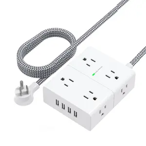 Tonghua Hot Sale Surge Protector Universal Plug Extension 4-sided design 8 Way Power Strip With 4 USB Port Fast Charger