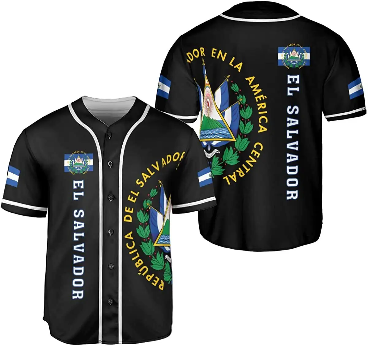 Personalizado EL Salvador Plain Hip Hop Hipster Baseball Jersey Botão Camisas para Homens Baratos Atacado OEM Respirável Sport Top