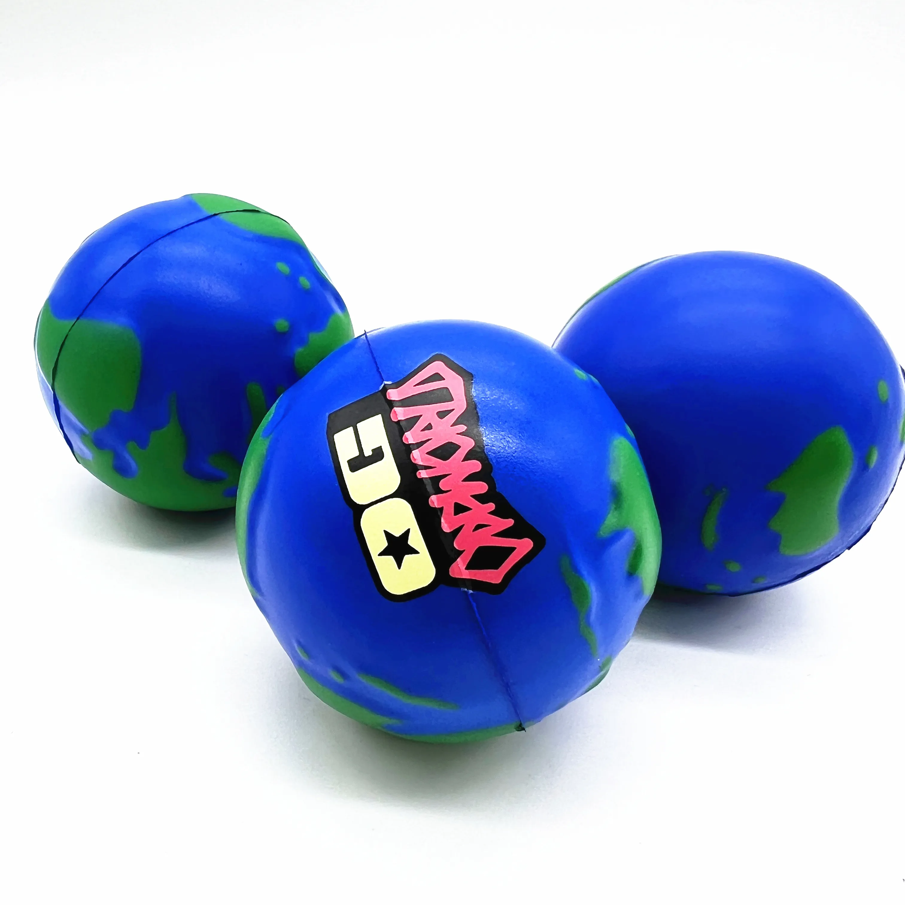 Low MOQ Promotional Custom PU Relief Anti Stress Globe Earth PU Ball