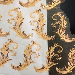 Sản xuất Màu Đen Thêu sequined <span class=keywords><strong>Net</strong></span> ren đính cặp may lt2573a - Product Image 2