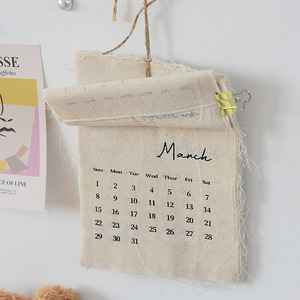 Qingqian Fabric Calendar Month View English Cotton Wall Calendar Rectangle New Year <b>Decor</b> 2026 - Product Image 1
