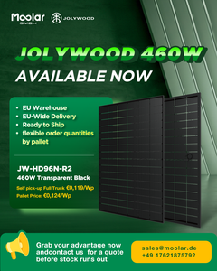 แผงโซลาร์เซลล์ Jolywood 460W สีดำทั้งหมด รุ่น JW-HD96N-R2 เซลล์ขนาด 182 มม. มีสินค้าในสต็อกยุโรป - Product Image 1