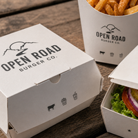 Boîte en papier jetable personnalisée avec logo pour emballage alimentaire (hamburger, tendres de poulet, frites) – Contenant de transport pour la restauration à emporter (fabricant)