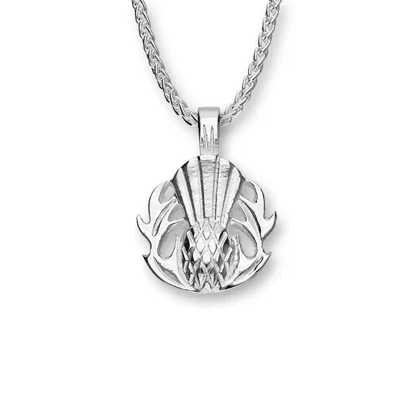 Ortak 925 Sterling Silver Pendant Necklace Scottish Handmade Thistle Designer Jewellery of Scotland for Women